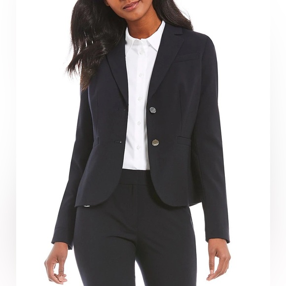 Calvin Klein Luxe Stretch 2 Button Notch Lapel Long Sleeve Blazer Size 16 NWT - Picture 1 of 15